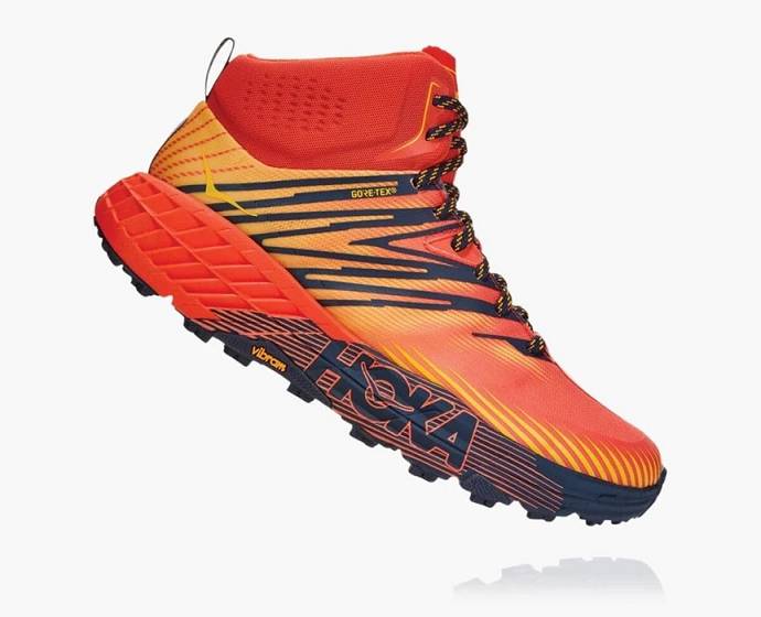 Botas Montaña Hoka Speedgoat Mid GORE-TEX 2 Hombre Rojos Dorados | Mexico-6013497