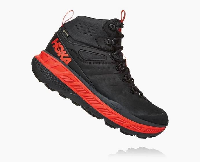 Botas Montaña Hoka Stinson Mid GORE-TEX Hombre Negros Rojos | Mexico-9820653