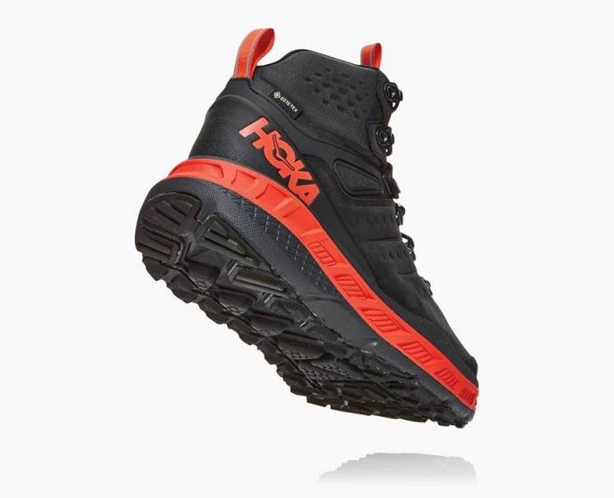 Botas Montaña Hoka Stinson Mid GORE-TEX Hombre Negros Rojos | Mexico-9820653