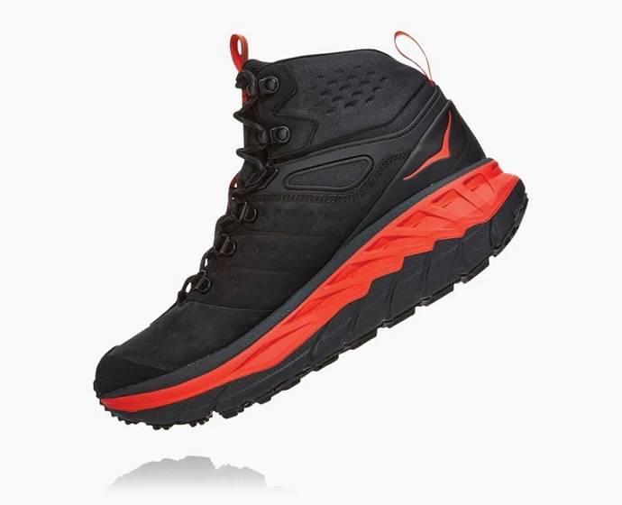 Botas Montaña Hoka Stinson Mid GORE-TEX Hombre Negros Rojos | Mexico-9820653