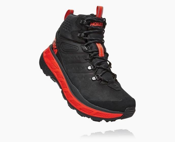 Botas Montaña Hoka Stinson Mid GORE-TEX Hombre Negros Rojos | Mexico-9820653