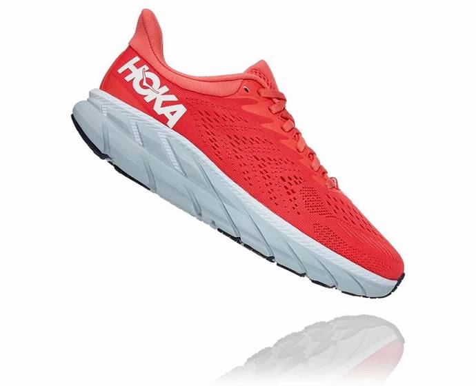 Tenis Deportivos Hoka Clifton 7 Mujer Coral Blancos | Mexico-4789520