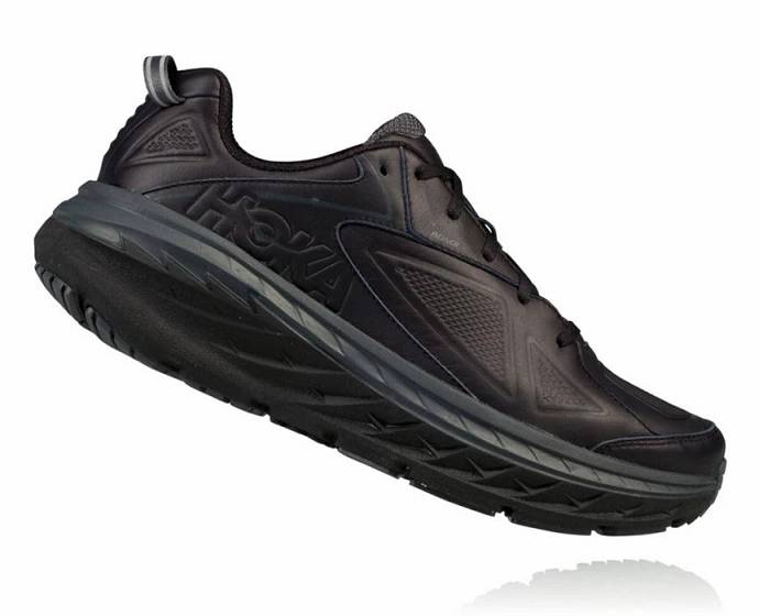 Tenis Para Caminar Hoka Bondi Cuero Hombre Negros | Mexico-8941637