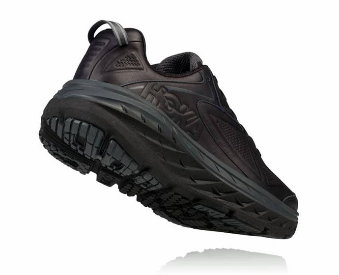 Tenis Para Caminar Hoka Bondi Cuero Hombre Negros | Mexico-8941637