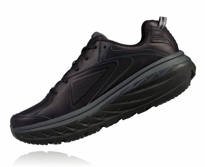 Tenis Para Caminar Hoka Bondi Cuero Hombre Negros | Mexico-8941637