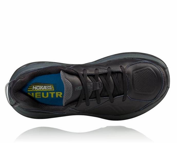 Tenis Para Caminar Hoka Bondi Cuero Hombre Negros | Mexico-8941637