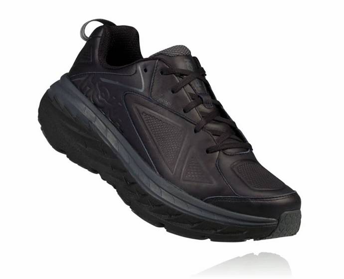 Tenis Para Caminar Hoka Bondi Cuero Hombre Negros | Mexico-8941637