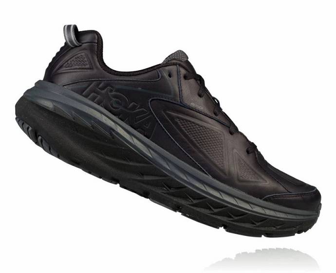 Tenis Para Caminar Hoka Bondi Cuero Mujer Negros | Mexico-0278316