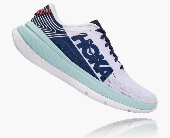 Tenis Para Caminar Hoka Carbon X Hombre Blancos Azules | Mexico-1267958