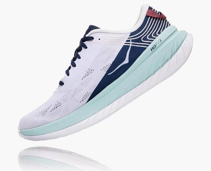 Tenis Para Caminar Hoka Carbon X Hombre Blancos Azules | Mexico-1267958