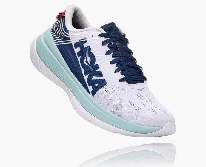 Tenis Para Caminar Hoka Carbon X Hombre Blancos Azules | Mexico-1267958