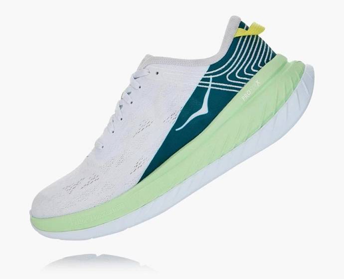 Tenis Para Caminar Hoka Carbon X Hombre Blancos Verdes | Mexico-4051798