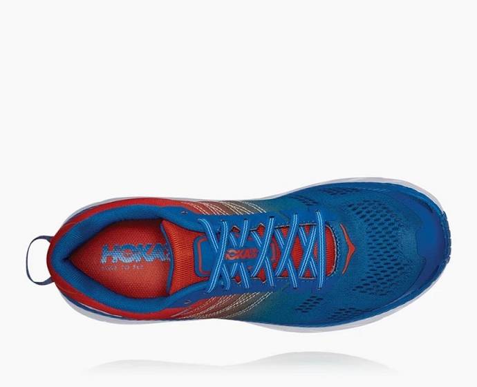 Tenis Para Caminar Hoka Clifton 6 Hombre Azules Rojos | Mexico-2351846