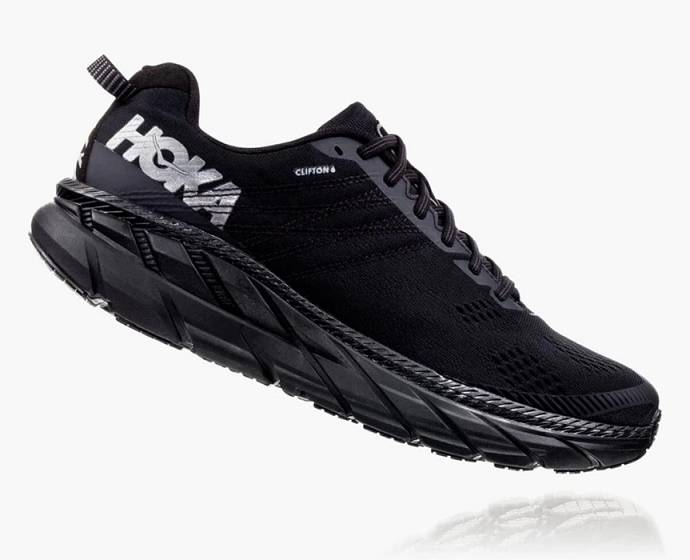 Tenis Para Caminar Hoka Clifton 6 Hombre Negros | Mexico-4713905