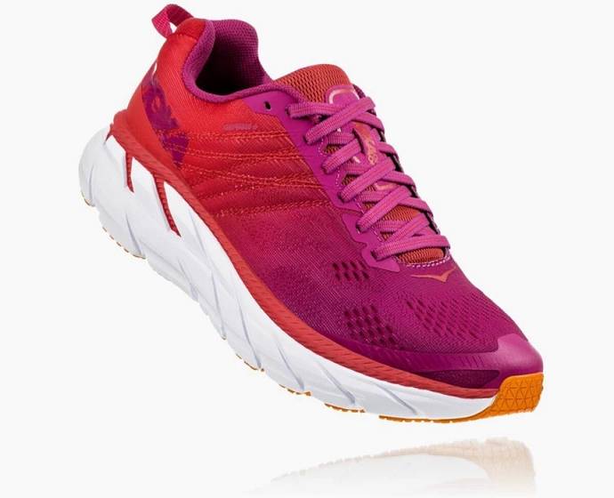 Tenis Para Caminar Hoka Clifton 6 Mujer Rojos | Mexico-0189345