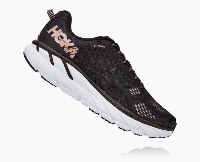 Tenis Para Caminar Hoka Clifton 6 Mujer Negros | Mexico-0435718