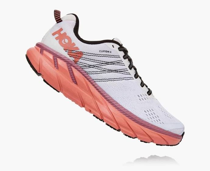 Tenis Para Caminar Hoka Clifton 6 Mujer Blancos Coral | Mexico-3817642