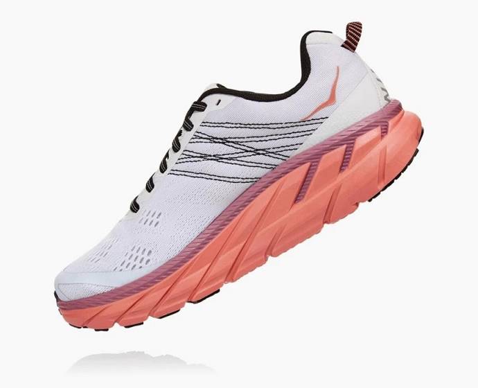 Tenis Para Caminar Hoka Clifton 6 Mujer Blancos Coral | Mexico-3817642