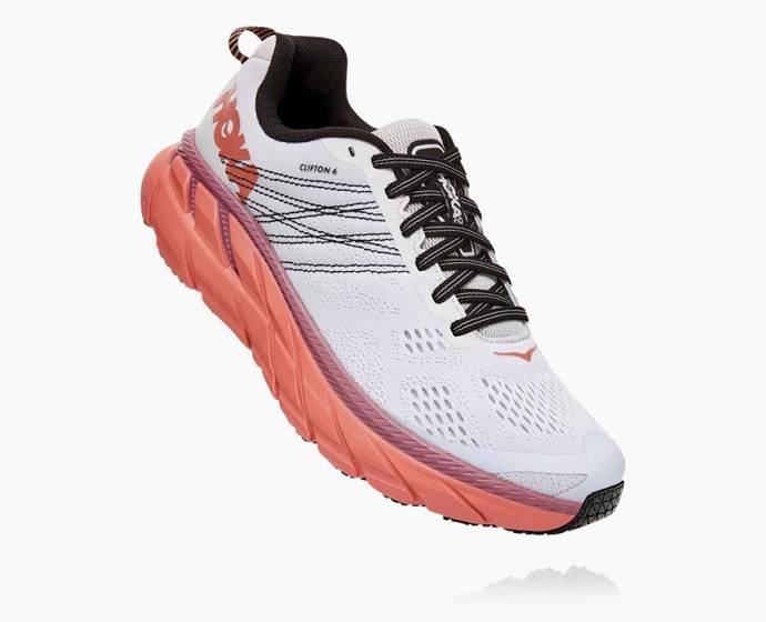 Tenis Para Caminar Hoka Clifton 6 Mujer Blancos Coral | Mexico-3817642