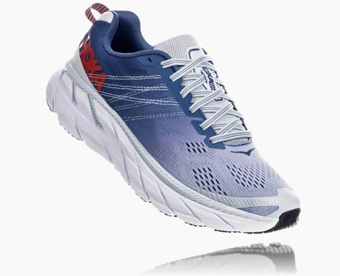 Tenis Para Caminar Hoka Clifton 6 Mujer Blancos Azules | Mexico-4296173