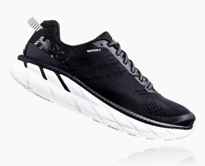 Tenis Para Caminar Hoka Clifton 6 Mujer Negros Blancos | Mexico-8670451