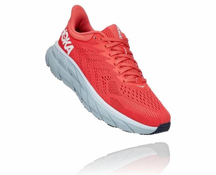 Tenis Para Caminar Hoka Clifton 7 Hombre Coral Blancos | Mexico-6019875