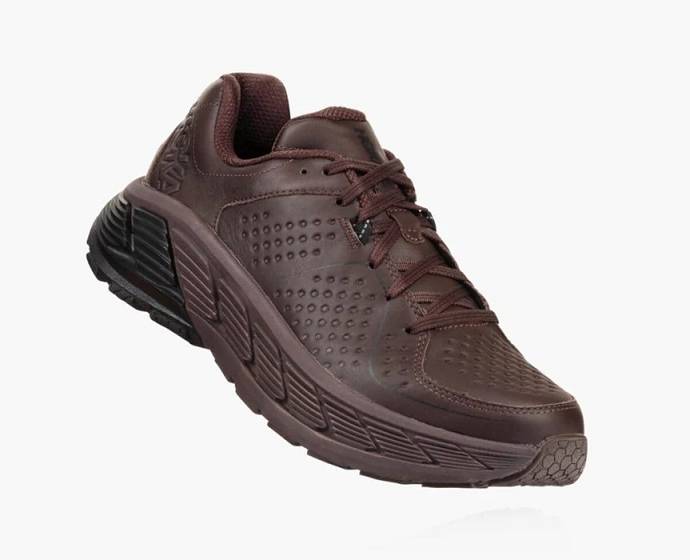 Tenis Para Caminar Hoka Gaviota Cuero Hombre Marrom | Mexico-2471903