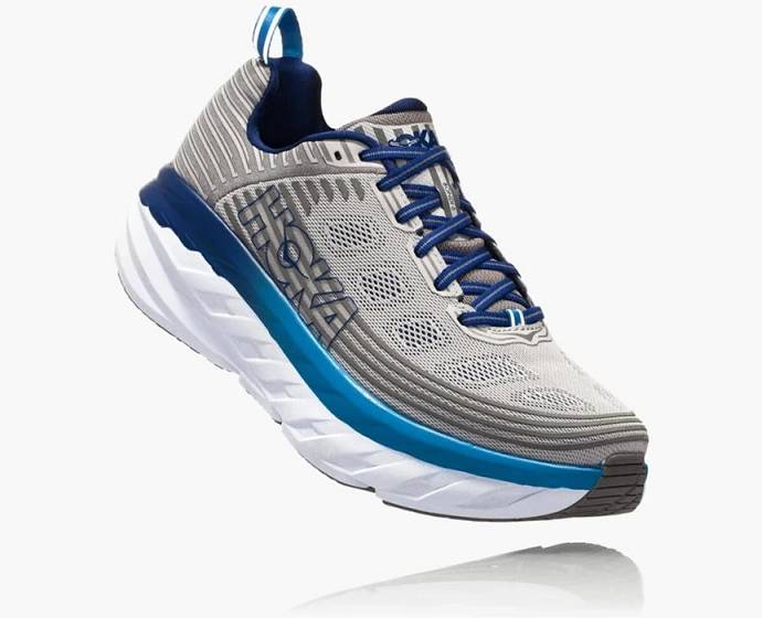 Tenis Para Correr En Carretera Hoka Bondi 6 Anchos Hombre Plateados | Mexico-0169385