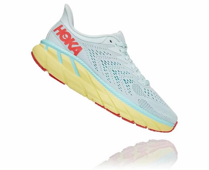 Tenis Para Correr En Carretera Hoka Clifton 7 Mujer Blancos Coral | Mexico-0563289