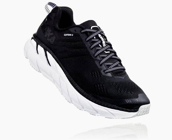 Tenis Para Correr En Carretera Hoka Clifton 6 Hombre Negros Blancos | Mexico-2051769