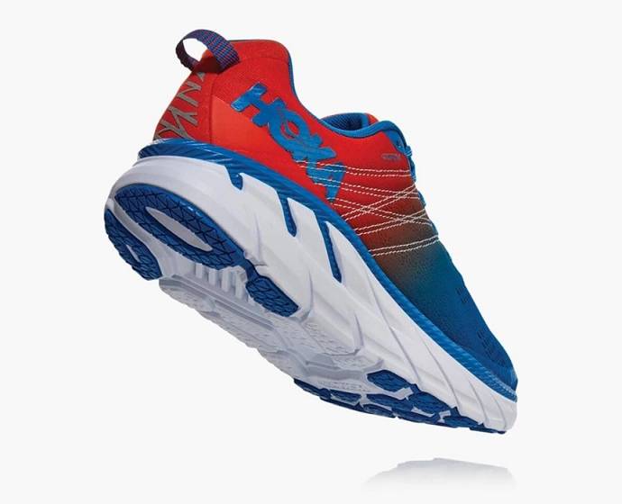 Tenis Para Correr En Carretera Hoka Clifton 6 Anchos Hombre Azules Rojos | Mexico-3069218