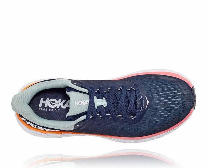 Tenis Para Correr En Carretera Hoka Clifton 7 Hombre Negros Azules | Mexico-5012379