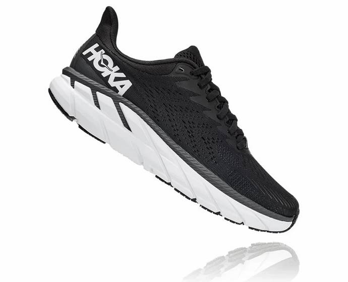 Tenis Para Correr En Carretera Hoka Clifton 7 Mujer Negros Blancos | Mexico-9583271