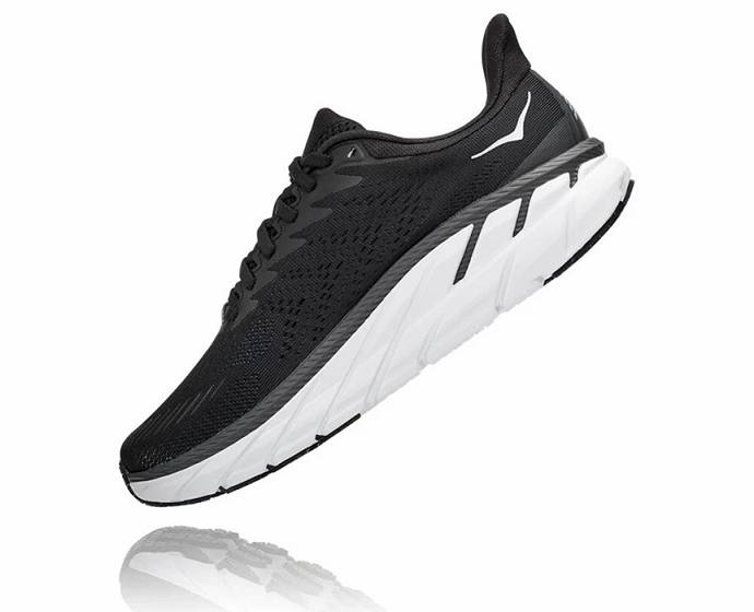 Tenis Para Correr En Carretera Hoka Clifton 7 Mujer Negros Blancos | Mexico-9583271