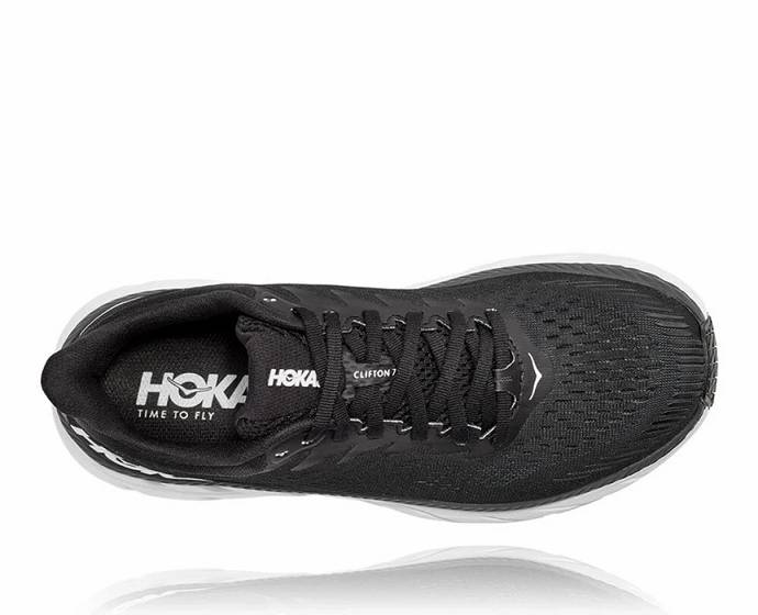 Tenis Para Correr En Carretera Hoka Clifton 7 Mujer Negros Blancos | Mexico-9583271