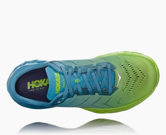 Tenis Para Correr En Carretera Hoka Mach 2 Hombre Azules Verdes | Mexico-2185764