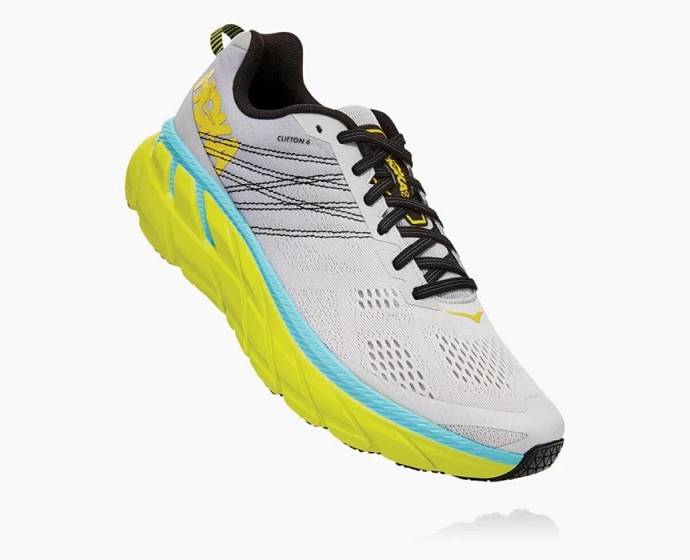 Tenis Para Correr Hoka Clifton 6 Hombre Blancos Verdes | Mexico-3062195