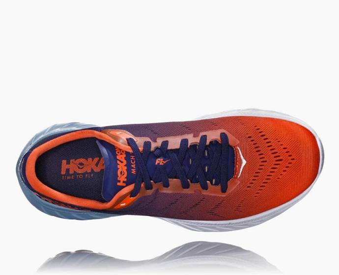 Tenis Para Correr Hoka Mach 2 Hombre Azules Naranjas | Mexico-6290451