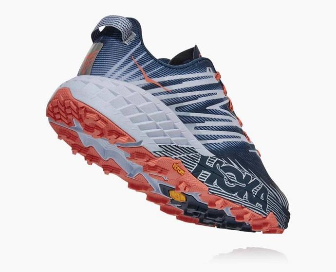 Tenis Para Trail Running Hoka Speedgoat 4 Mujer Azules Naranjas | Mexico-0513264