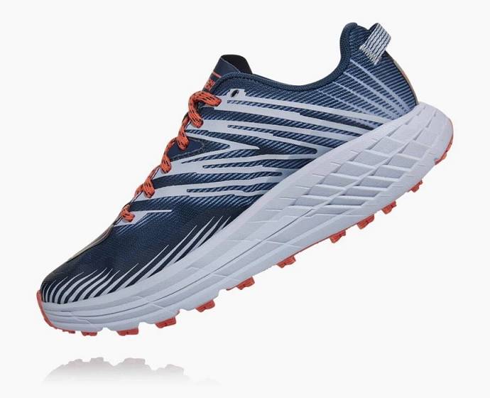 Tenis Para Trail Running Hoka Speedgoat 4 Mujer Azules Naranjas | Mexico-0513264