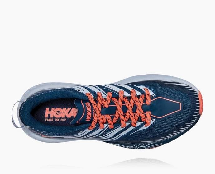 Tenis Para Trail Running Hoka Speedgoat 4 Mujer Azules Naranjas | Mexico-0513264