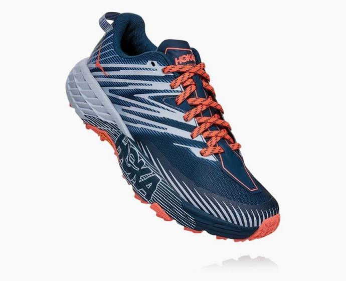 Tenis Para Trail Running Hoka Speedgoat 4 Mujer Azules Naranjas | Mexico-0513264