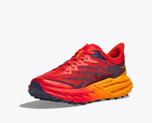 Tenis Para Trail Running Hoka Speedgoat 5 Hombre Rojos Amarillos Oscuro | Mexico-5862749