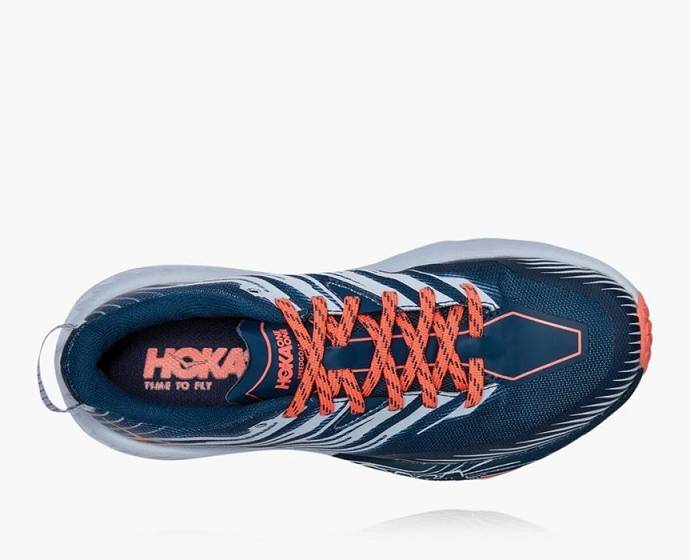 Tenis Para Trail Running Hoka Speedgoat 4 Anchos Mujer Azules Naranjas | Mexico-8924106