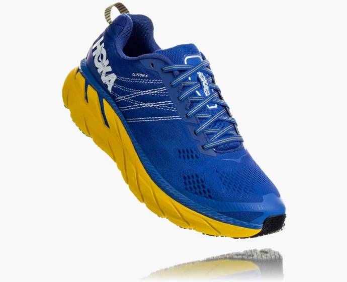 Tenis Para Caminar Hoka Clifton 6 Hombre Azules Verdes | Mexico-6024593