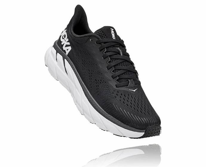 Tenis Para Correr En Carretera Hoka Clifton 7 Mujer Negros Blancos | Mexico-9583271